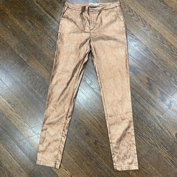 LUCY PARIS LEGGINGS Metallic Bronze Faux Snakeskin SIZE SMALL Pull-on Pants - Picture 9 of 9